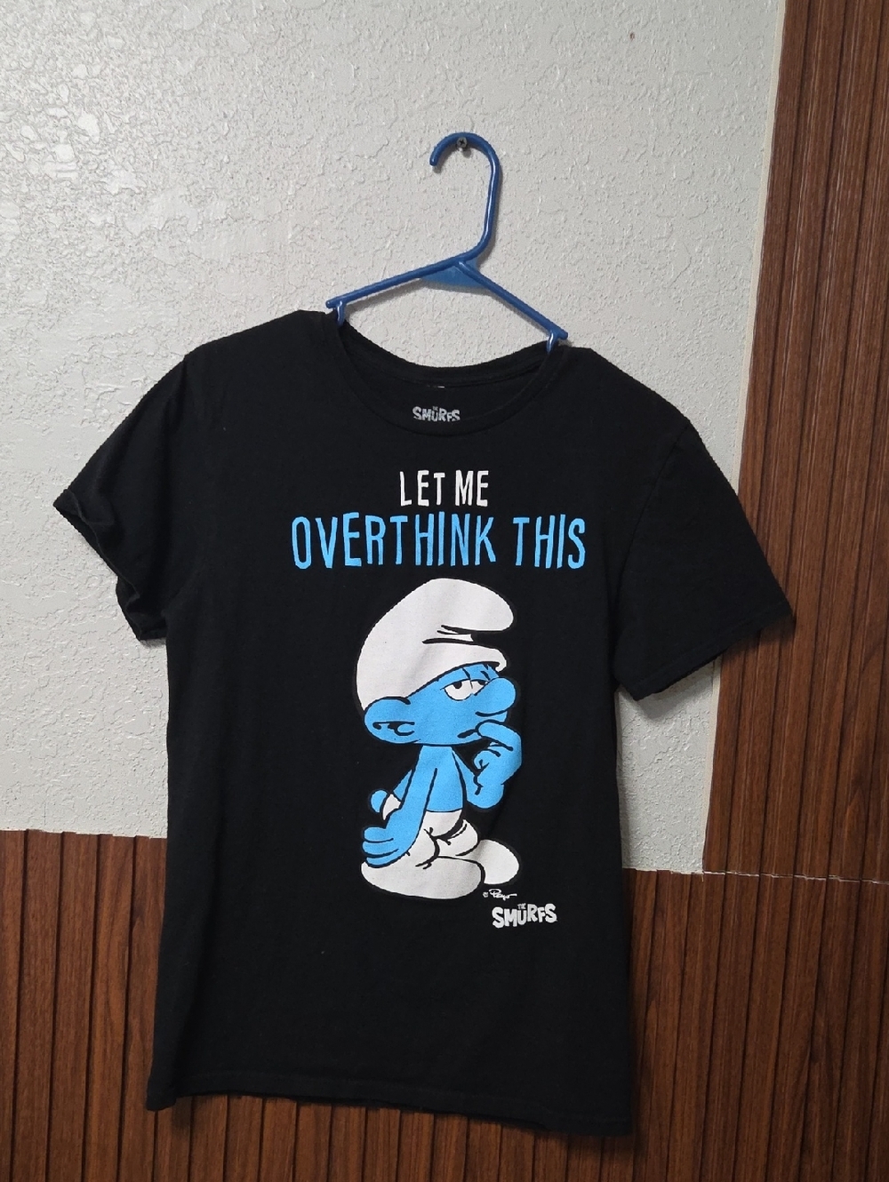 Smurfs Black Short-Sleeve Graphic Tee - Let Me Overthink This Small [0091]